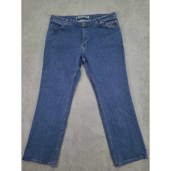 Harley Davidson Womens‎ Bootcut Blue Jeans Size 16 High Rise 35X30.5 Y2K - Picture 4 of 16